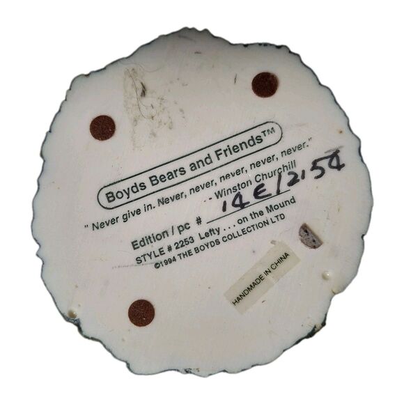 Boyds Bears & Friends Bearstone Baseball Lefty on the Mound Gift Collectible - Picture 5 of 5